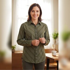 Claiborne Olive Green Plaid Shirt